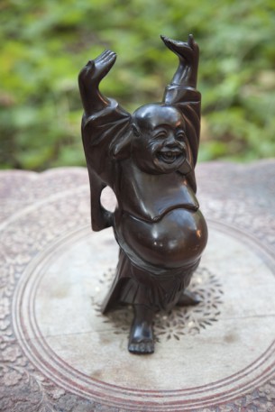 $75

9.5" vintage laughing wood buddha

the laughing buddha is a well known symbol of happiness, wealth, kindness and innocent contented joy. it is believed that by rubbing his tummy each day, which is said to contain much wealth, will bring good luck and prosperity.
