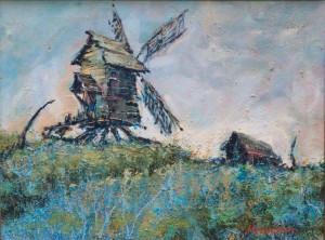 vintage windmill painting by ralph hasenbein